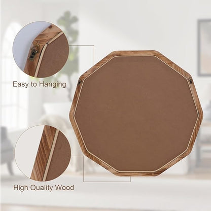 ULIKE White Wood Mirror for Wall, 24 Inch Rustic Farmhouse Mirror with Wood Frame, Decorative Wall Mounted Vanity Mirrors for Bathroom Bedroom Living Room Entryway