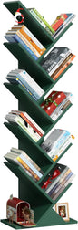 10 Tier Tree Book Shelf, Floor Standing Wood Bookshelf for Narrow Space, Storage Organizer Bookshelves for Books/CDs/Magazine, Bookcase with Shelves for Home Office, Living Room