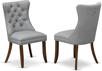 East West Furniture ANDA5-AWA-27 5 Piece Kitchen Table & Chairs Set Includes a Round Dining Table with Pedestal and 4 Polyester Fabric Upholstered Chairs, 36x36 Inch, Antique Walnut