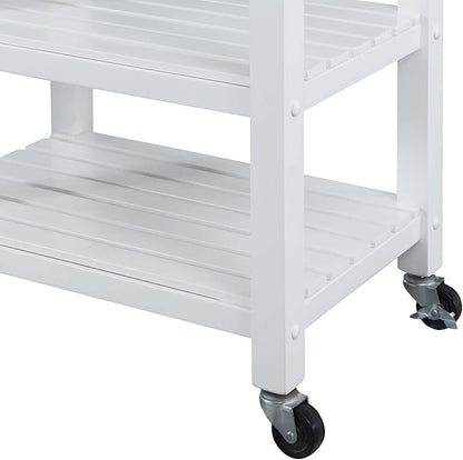 Convenience Concepts Ellaine 4 Tier Kitchen Cart with Drawer and Wine Rack, 24.75", White/Butcher Block