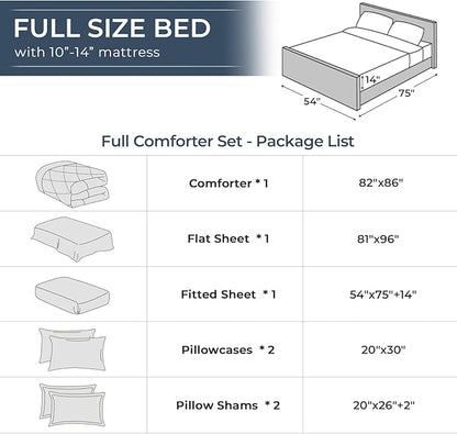 HEVUMYI Full Purple Comforter Set - 7-Piece All Season Bed in a Bag Full, Ultra Soft Bedding Set with Comforter, Flat Sheet, Fitted Sheet, Pillowcases, Pillow Shams, Lavender Purple