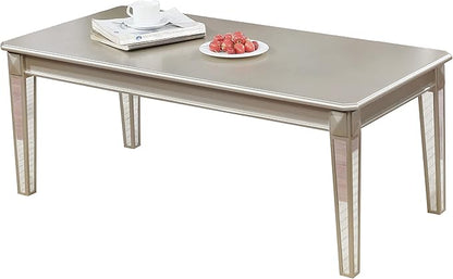 Roundhill Furniture Barent Contemporary Wood Coffee Table with Mirrored Legs, Champagne