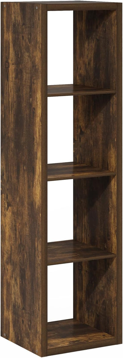 Furinno Cubicle Open Back Decorative Verticle Cube Storage Organizer, 4-Cube, Amber Pine