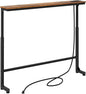 Kitstorack Narrow Console Table Behind Sofa Couch, Design with Adjustable Height (25"-33") & Power Outlets, Small Entryway Table - 5.9" D x39.4 L, Rustic Brown