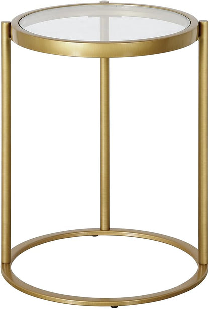 Duxbury 16'' Wide Round Side Table in Brass