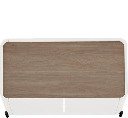Manhattan Comfort Abbey Accent Cabinet with Doors, Tray Top Design and Adjustable Shelves, Sleek Modern Storage Furniture for Dining Area, Living Room, Bedroom, Entryway, Maple and Off White