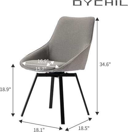 Dining Chairs Set of 2 Light Grey Living Room Chairs Fabric Upholstered Kitchen Chairs,Loads Up to 270lbs,Quick Assembly,Swivel Dining Chair