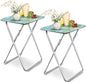 Garden 4 you Folding TV Tray Table,TV Dinner Table with Sturdy MDF Top,Eating Trays for Living Room with No Assembly Required, 2PCS (Sea Blue)