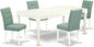 East West Furniture DOAS5-LWH-43 5 Piece Mid Century Modern Dining Set Includes A Wooden Table and 4 Willow Green Polyester Fabric Parsons Chairs, Linen White