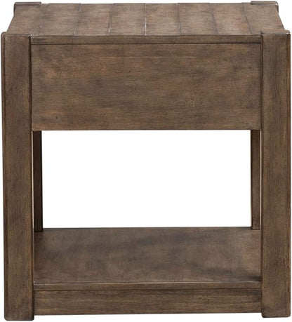 Liberty Furniture Broadmore Living Room Drawer End Table - Cobblestone Brown