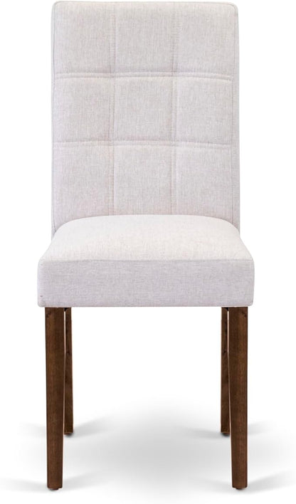 East West Furniture ANAS5-AWA-08 5 Piece Mid Century Dining Table Set Consists A Kitchen Table and 4 Mist Beige Polyester Fabric Dining Chairs, Antique Walnut
