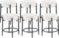 Dining Room Chairs Set of 6, 23.6" Sherpa Backless White Boucle Dining Chair with Black Metal Legs, Mid Century Modern Living Room Round Upholstered Chairs
