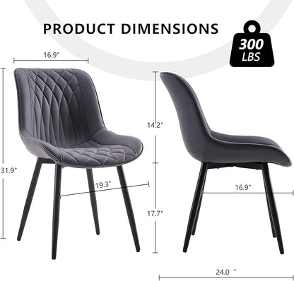 YOUNIKE Dining Chairs Set of 2 with High Backs Mid Century Modern Kitchen Dining Room Chairs PU Faux Leather Upholstered Comfortable Wide Padded Accent Side Chair for Living Room Grayish Purple