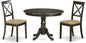 East West Furniture HLBO3-CAP-C 3 Piece Dining Table Set for Small Spaces Contains a Round Dining Room Table with Pedestal and 2 Linen Fabric Upholstered Chairs, 42x42 Inch, Cappuccino