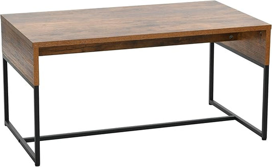 Household Essentials Wrap Rectangular Coffee Table Rustic Hickory Wood Grain and Black Metal