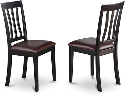 East West Furniture DLAN3-BLK-LC 3 Piece Dinette Set for Small Spaces Contains a Round Dining Table with Dropleaf and 2 Faux Leather Upholstered Dining Chairs, 42x42 Inch, Black