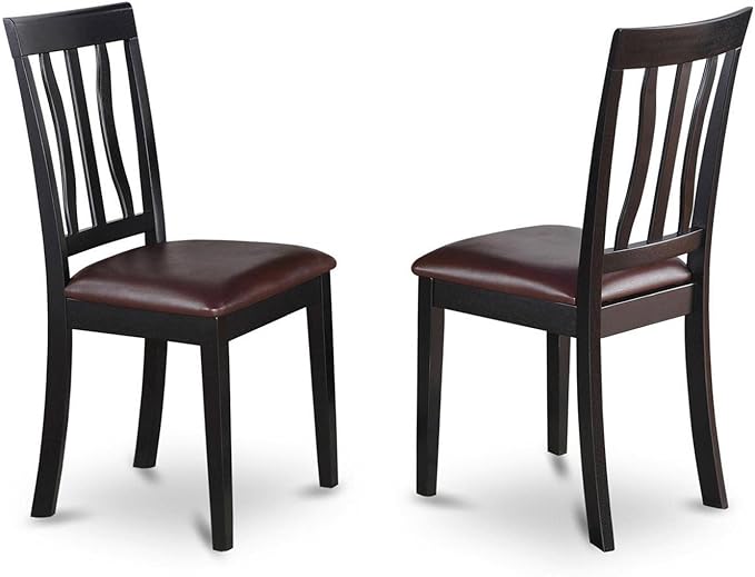 East West Furniture DLAN3-BCH-LC 3 Piece Kitchen Table Set for Small Spaces Contains a Round Dining Room Table with Dropleaf and 2 Faux Leather Upholstered Chairs, 42x42 Inch, Black & Cherry
