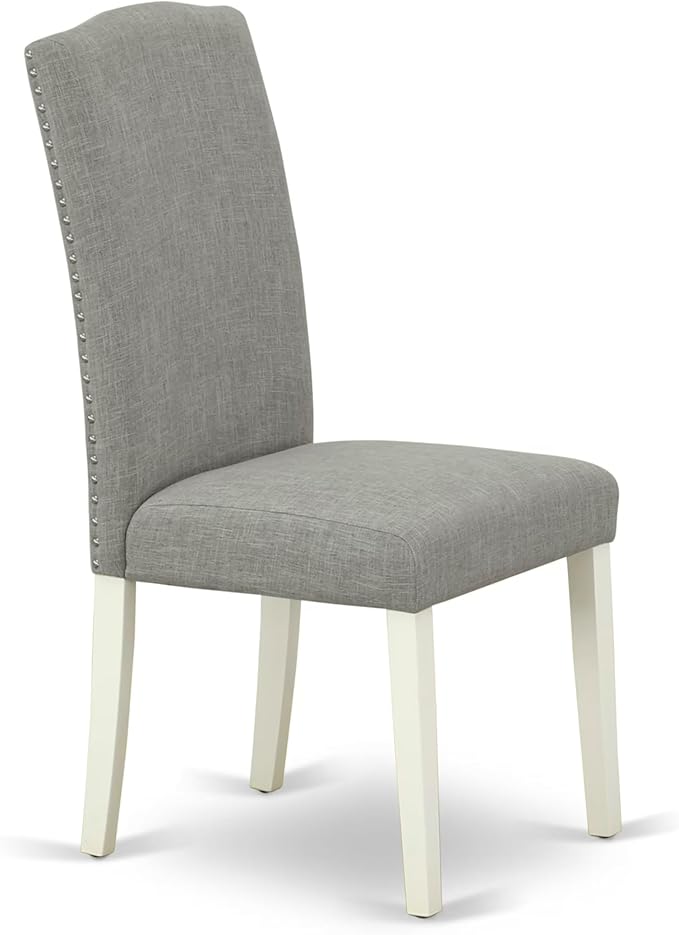 East West Furniture V027EN206-7 7 Piece Dining Table Set Consist of a Rectangle Kitchen Table with V-Legs and 6 Dark Shitake Linen Fabric Parson Dining Chairs, 40x72 Inch, Multi-Color