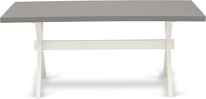 East West Furniture X097LA015-7 7 Piece Modern Dining Table Set Consist of a Rectangle Wooden Table with X-Legs and 6 Baby Blue Linen Fabric Upholstered Chairs, 40x72 Inch, Multi-Color