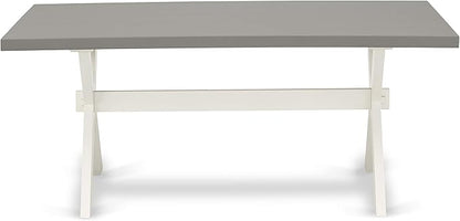 East West Furniture X097SI215-7 7 Piece Dining Table Set Consist of a Rectangle Kitchen Table with X-Legs and 6 Baby Blue Linen Fabric Parson Dining Room Chairs, 40x72 Inch, Multi-Color
