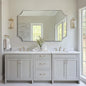 ANDY STAR Brushed Nickel Mirror 30x48 Inch, Large Scalloped Bathroom Mirror, Anti-Rust Stainless Steel Metal Thin Frame Deep 1’’, Unique Rectangle Mirror Hangs Vertically or Horizontally