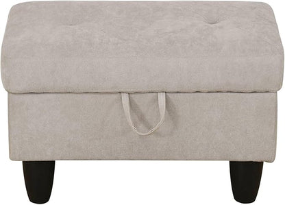 NicBex Sectional Couch 3 Pieces Sofa Set with Left Chaise Flannel L Shaped Cloud Couch for Living Room Furniture Sets with Storage Ottoman, Modular Sofa for Living Room & Apartment, Off-White