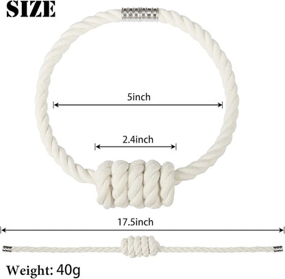 BEL AVENIR Magnetic Cotton Curtain Tiebacks, Decorative Drapery Holdbacks Modern Woven Tie-Backs with Exquisite Knot (Cotton, 2 Pack)