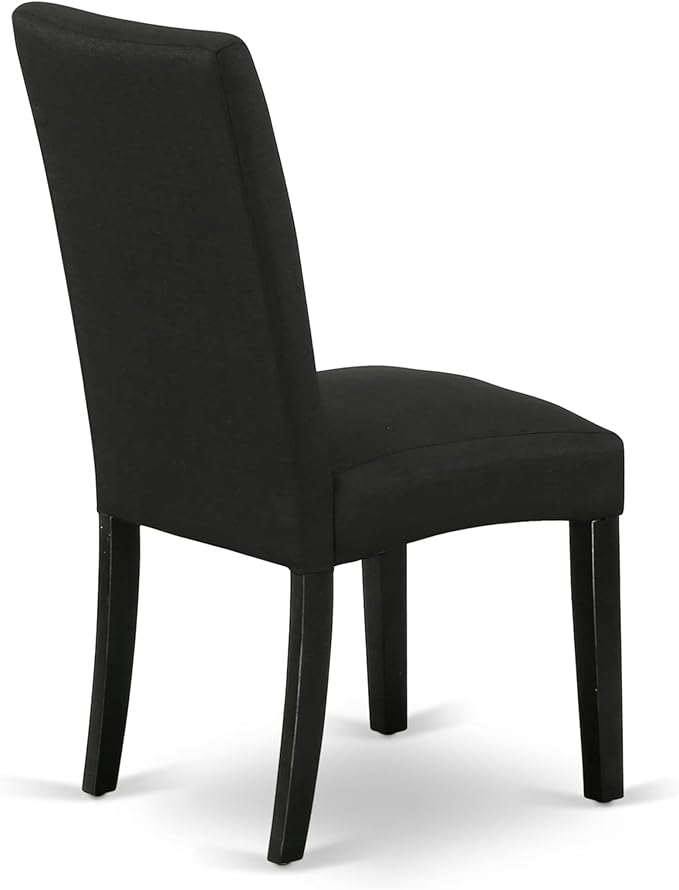 East West Furniture V697DR124-7 7 Piece Modern Dining Table Set Consist of a Rectangle Wooden Table with V-Legs and 6 Black Color Linen Fabric Parsons Dining Chairs, 40x72 Inch, Multi-Color