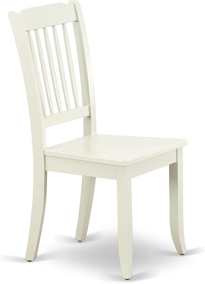 East West Furniture SUDA5-LWH-W 5 Piece Dining Room Furniture Set Includes a Round Kitchen Table with Dropleaf & Shelves and 4 Dining Chairs, 42x42 Inch, Linen White