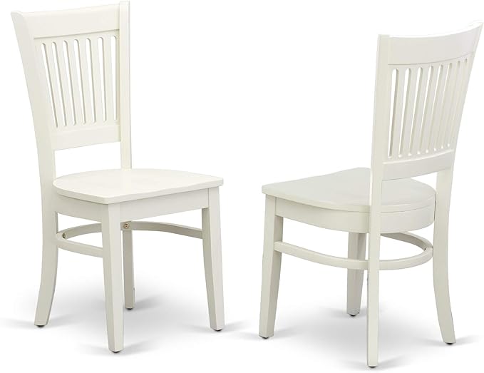 East West Furniture HLVA5-LWH-W 5 Piece Dining Room Furniture Set Includes a Round Kitchen Table with Pedestal and 4 Dining Chairs, 42x42 Inch, Linen White