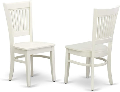 East West Furniture HLVA5-LWH-W 5 Piece Dining Room Furniture Set Includes a Round Kitchen Table with Pedestal and 4 Dining Chairs, 42x42 Inch, Linen White