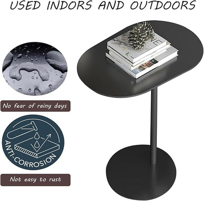 C-Shaped Side Table, Iron End Table for Couch Sofa and Bed, Small Metal Black Side Tables for Living Room Bedroom (Black, High-27.6in/70cm)