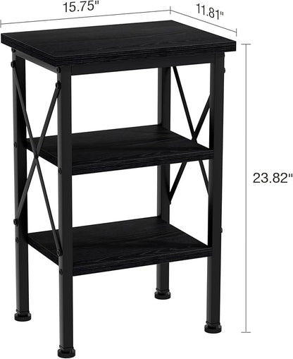 VECELO Modern Nightstands X-Design Side End Table Night Stand with Storage Shelf for Bedroom,Living Room,Set of 2 (Black A2)