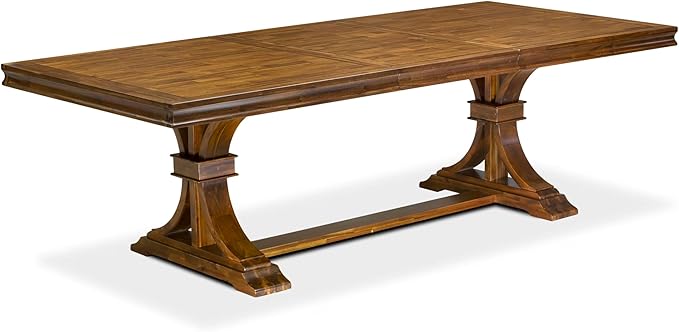 LEFO9-AWA-18-9-Piece Kitchen Table Set Includes a Breakfast Table and 8 Brown Linen Fabric Parson Chairs with Button Tufted Chair Back - Antique Walnut Finish.