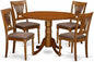 East West Furniture DLPL5-SBR-C 5 Piece Dining Set Includes a Round Dining Room Table with Dropleaf and 4 Linen Fabric Upholstered Chairs, 42x42 Inch, Saddle Brown
