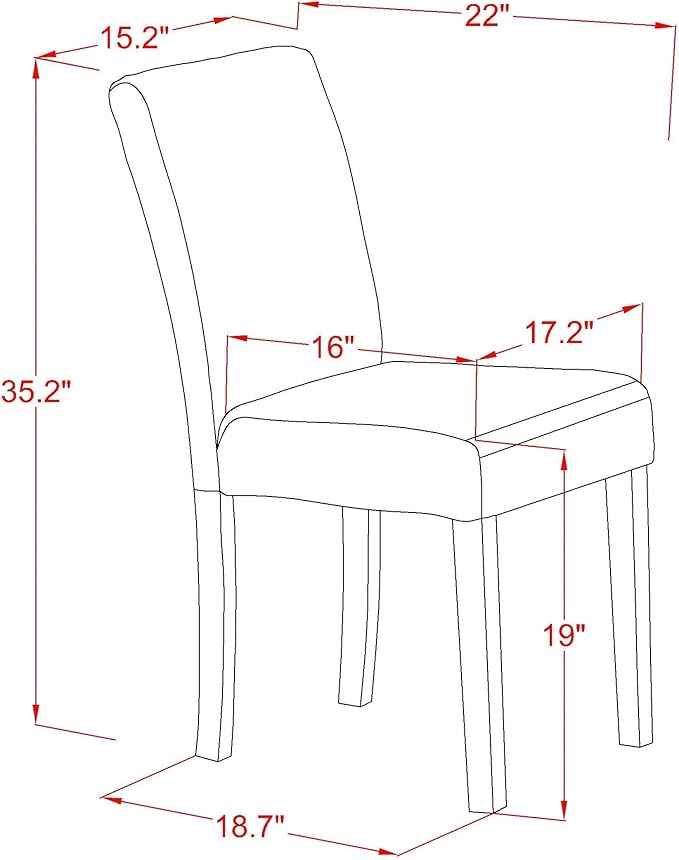 East West Furniture CAAB7-MAH-72 7 Piece Kitchen Table & Chairs Set Consist of a Rectangle Dining Room Table and 6 Firebrick Red Faux Leather Upholstered Chairs, 36x60 Inch, Mahogany
