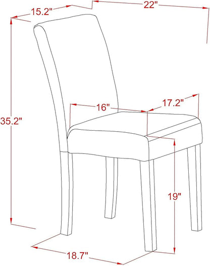 East West Furniture CAAB7-MAH-72 7 Piece Kitchen Table & Chairs Set Consist of a Rectangle Dining Room Table and 6 Firebrick Red Faux Leather Upholstered Chairs, 36x60 Inch, Mahogany