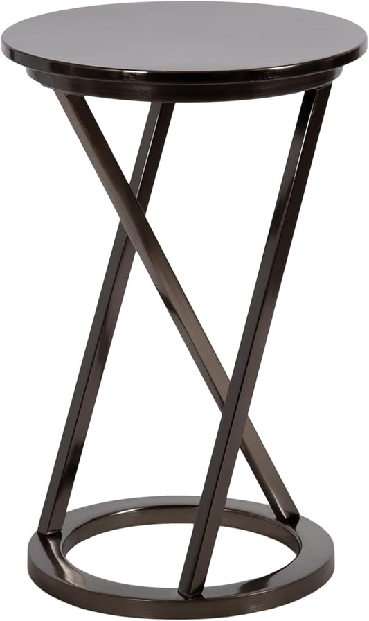 Kate and Laurel Aja Modern Metal Round Side Table; 15 x 15 x 23; Gray Gunmetal; Decorative Geometric End Table with Unique Slanted Legs for Use as Bedroom Nightstand or Living Room Indoor Plant Stand