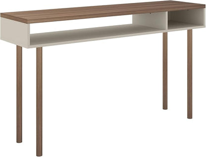 Manhattan Comfort Windsor Modern 2 Shelves Entryway Accent Console Table, 47.24", Off White and Nature