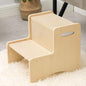 WOOD CITY Wooden Toddler Step Stool for Kids, Bathroom Potty Stool & Kitchen Stool, Natural Two Step Stool for Bedroom, Children's Stool with Handles and Safety Non-Slip Pads