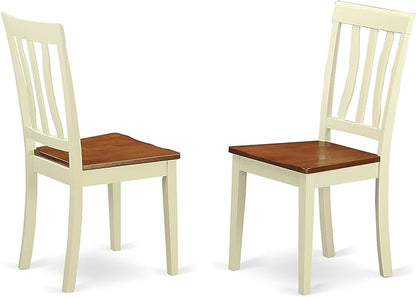 East West Furniture HLAN5-BMK-W 5 Piece Modern Dining Table Set Includes a Round Wooden Table with Pedestal and 4 Dining Room Chairs, 42x42 Inch, Buttermilk & Cherry