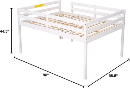 HomSof Full Loft Bed with Guard Rail & Ladder,No Box Spring Needed,Easy Assembly,White