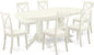 East West Furniture VABO7-LWH-LC 7 Piece Dining Table Set Consist of an Oval Dinner Table with Butterfly Leaf and 6 Faux Leather Dining Room Chairs, 40x76 Inch, Linen White