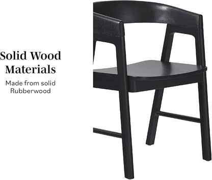 Walker Edison Ezra Modern Solid Wood Rounded Back Dining Chair - Black (Set of 2)