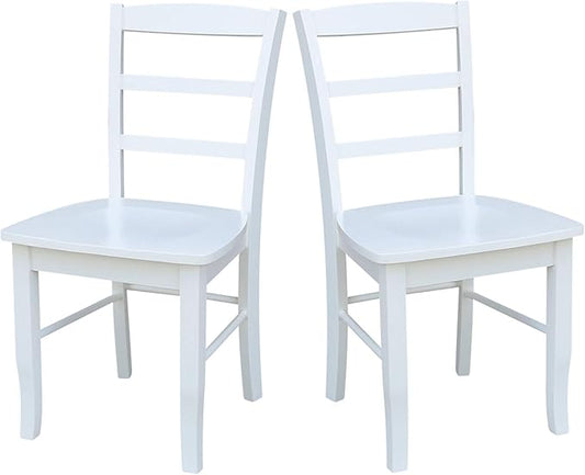 International Concepts Set of Two Madrid Ladderback Dining Chairs, White