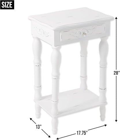 Carved White Side Table