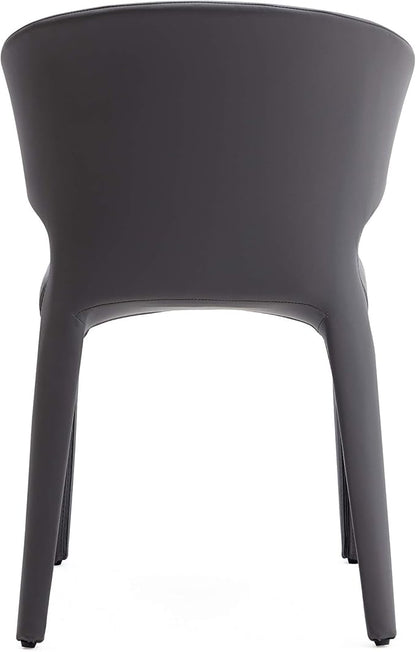 Manhattan Comfort Conrad Mid Century Modern Dining Chairs Woven Tweed Upholstered Kitchen Furniture with Contoured Back, Foam Padding & Metal Legs, Set of 2, Grey