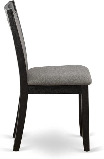 East West Furniture X677MZ650-5 5 Piece Dining Room Set Includes a Rectangle Dining Table with X-Legs and 4 Dark Gotham Grey Linen Fabric Upholstered Chairs, 40x72 Inch, Multi-Color
