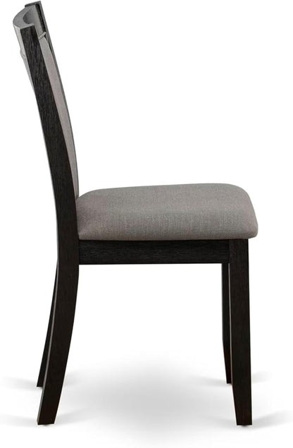 East West Furniture V697MZ650-6 6 Piece Kitchen Table Set Contains a Rectangle Dining Table and 4 Dark Gotham Grey Linen Fabric Parson Chairs with a Bench, 40x72 Inch, Multi-Color