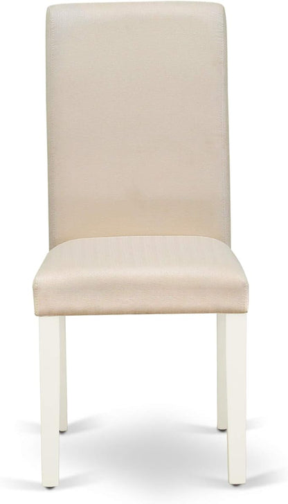 East West Furniture LGBA5-LWH-01 5 Piece Dinette Set Includes a Rectangle Dining Table with Butterfly Leaf and 4 Cream Linen Fabric Parson Dining Room Chairs, 42x84 Inch, Linen White